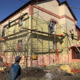 Приклейка утеплителя