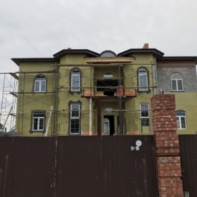 Приклейка утеплителя